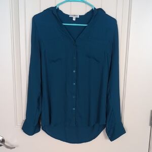 Express Women's Teal Button-Down Shirt